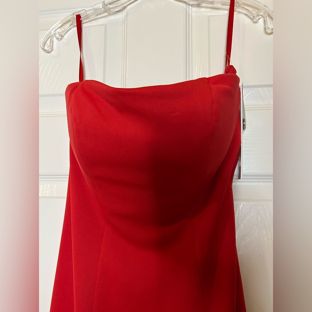 NWT JOVANI Strapless RED GOWN WITH EMBELLISHED FRINGE SLIT DRESS  2, 4 - Picture 6 of 8